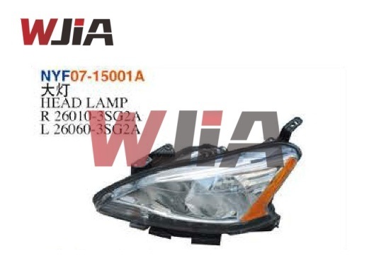 260103SG2A R 260603SG2A L Headlights Assembly For Nissan Sentra 2013-2015 Usa