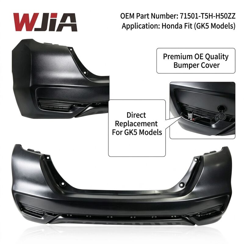 71501-T5H-H50ZZ Car Rear Bumper Cover For 2014-2020 Honda Civic Fit GK5 Unpainted Primed Tail Bumper Face OE Replacement