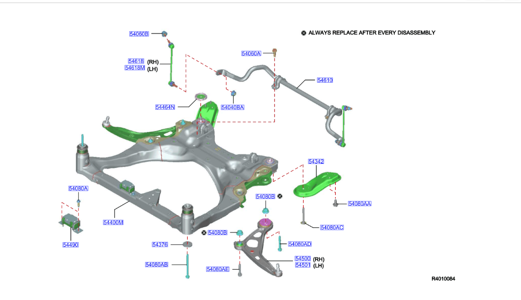 54400-6SA0C Nissan 2023 Pathfinder Front Engine Crossmember Subframe