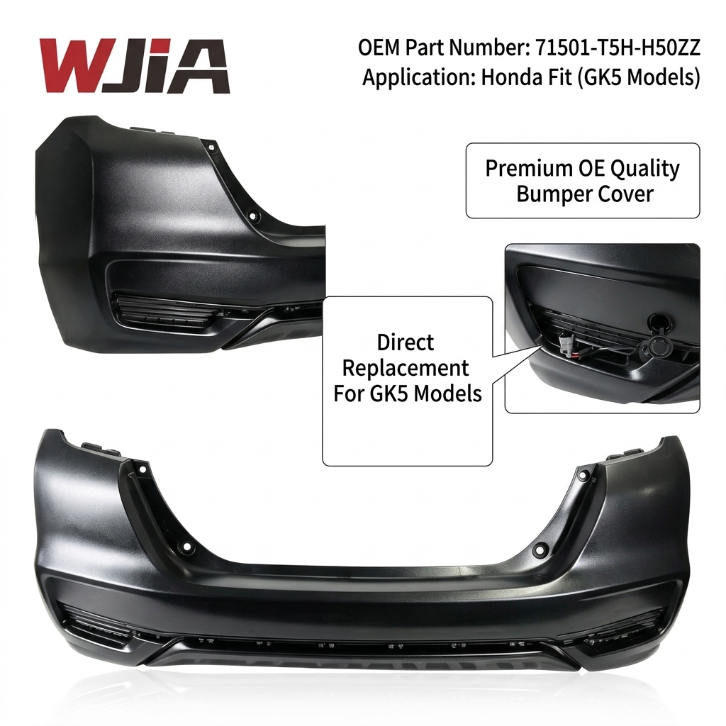 71501-T5H-H50ZZ Car Rear Bumper Cover For 2014-2020 Honda Civic Fit GK5 Unpainted Primed Tail Bumper Face OE Replacement